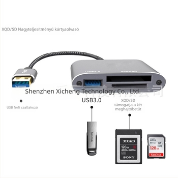 3 az 1-ben gyors kártyaolvasó és USB-hub — USB 3.0 Type-C interfész, modell XC-F59/62/110, 1 éves garancia, OEM feldolgozás
