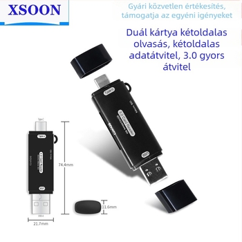 HX-519 Kártyaolvasó USB-C és USB 3.0, SD/TF/MicroSD támogatással