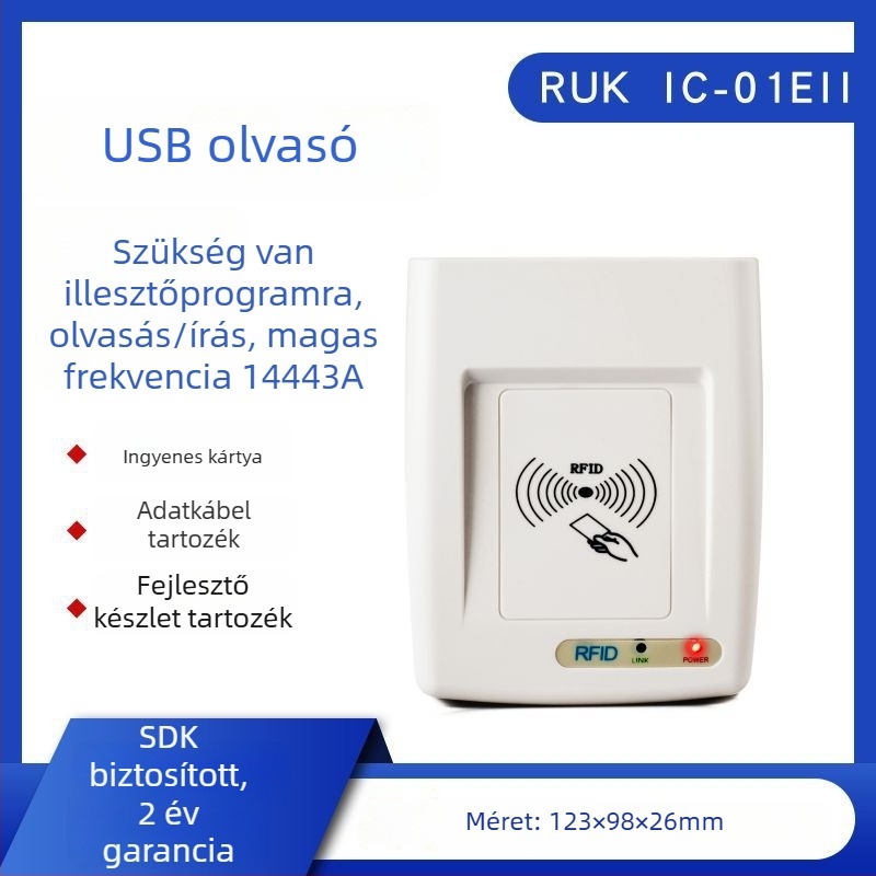 IC-01EII USB NFC Kártyaolvasó/Író NTAG213/NTAG215/NTAG216 | 13,56 MHz | Olvasási tartomány 1-8 cm