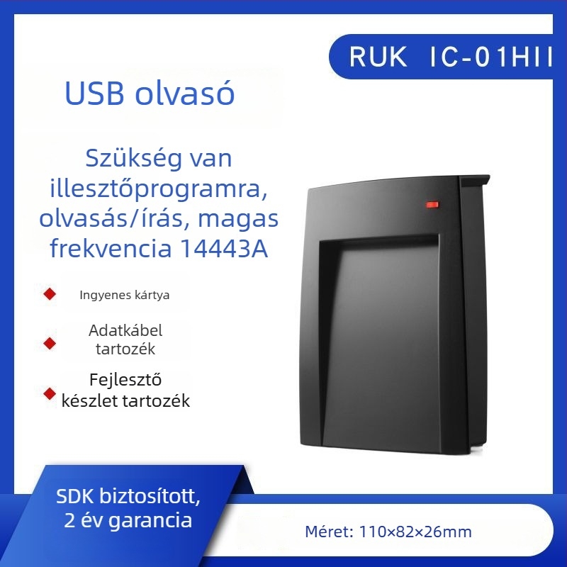 IC-01EII USB NFC Kártyaolvasó/Író NTAG213/NTAG215/NTAG216 | 13,56 MHz | Olvasási tartomány 1-8 cm