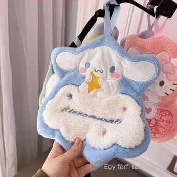 Kéztörlő Kulomi hosszúfülű kutyával – hímzett korall velúr, 30-50 g, 150D