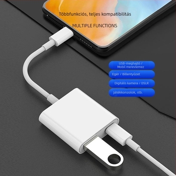 Apple USB-OTG adapter kábel, USB 3.0 – töltés és adatátvitel, iPhone/iPad kompatibilis, USB pendrive és memóriakártya olvasót támogat