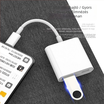 Apple USB-OTG adapter kábel, USB 3.0 – töltés és adatátvitel, iPhone/iPad kompatibilis, USB pendrive és memóriakártya olvasót támogat