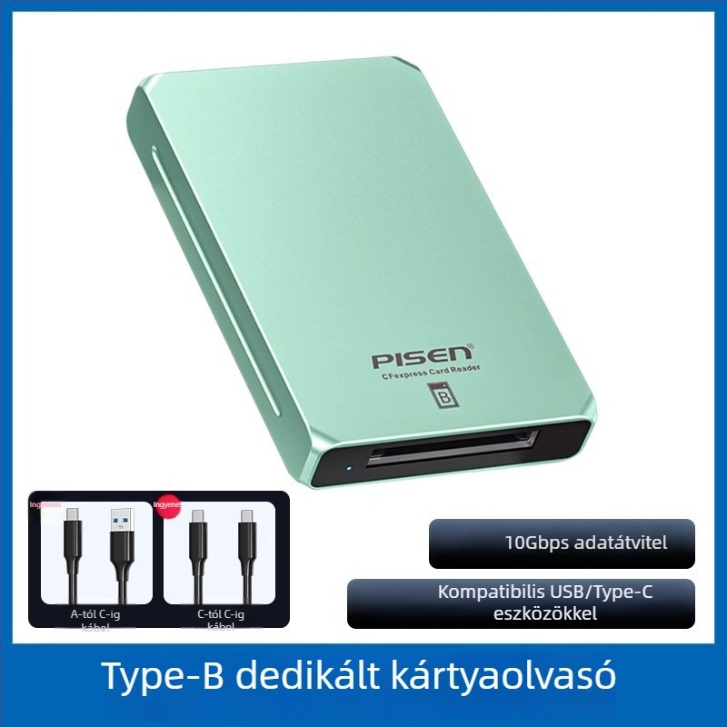 CFexpress kártyaolvasó NJ-HB21, USB 3.2, külső, alumíniumötvözet, Windows/Linux/macOS/iOS/Android