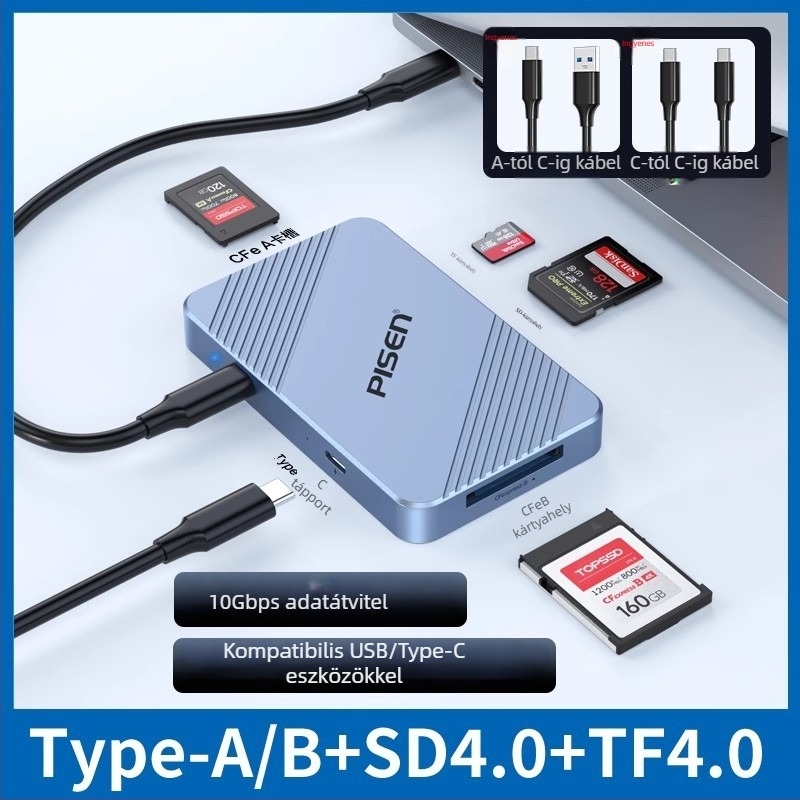 CFexpress kártyaolvasó NJ-HB21, USB 3.2, külső, alumíniumötvözet, Windows/Linux/macOS/iOS/Android