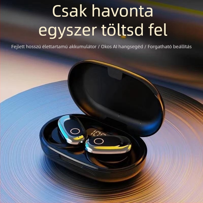 Nyitott kialakítású vezeték nélküli sportfülhallgatók – Bluetooth 5.49, 10 m hatótáv, 4–8 órás üzemidő, sztereó hang, hangvezérlés és digitális kijelző, vízálló