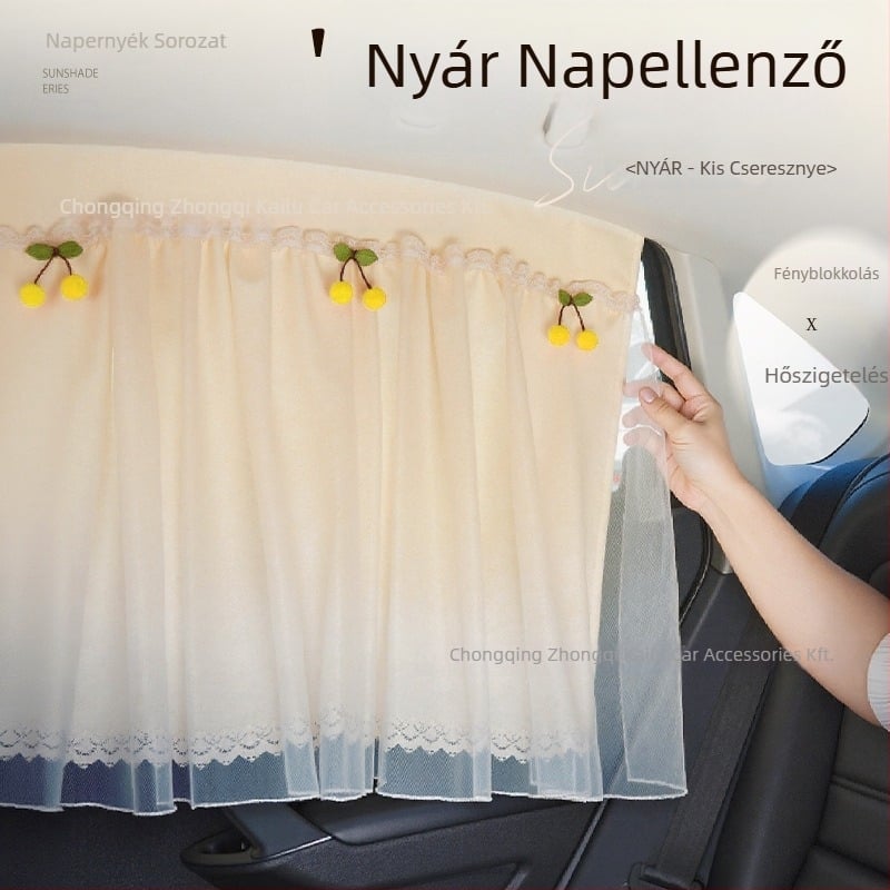 Autóablak napvédő függöny sínrendszerrel, lamellás felakasztás, reflexiós típus, nem szőtt textil