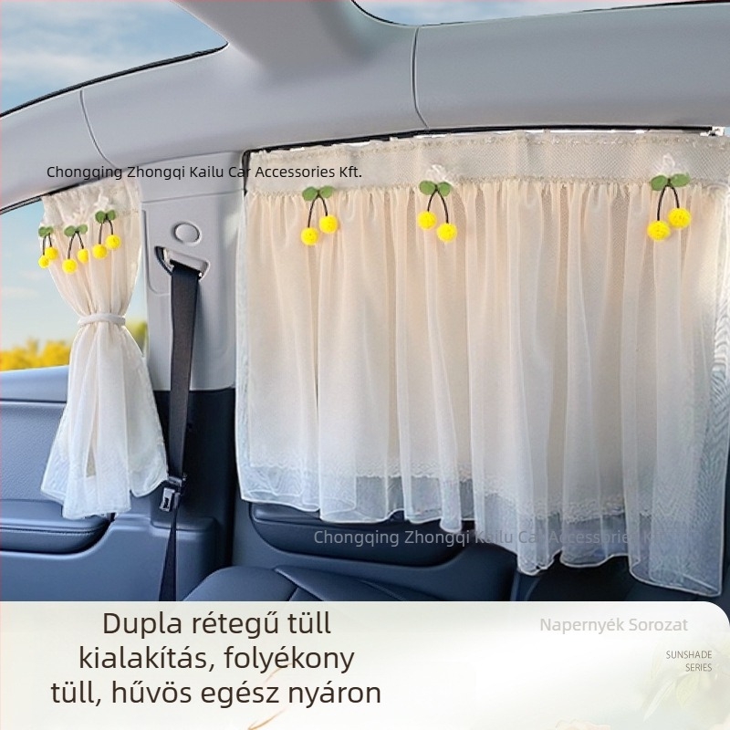 Autóablak napvédő függöny sínrendszerrel, lamellás felakasztás, reflexiós típus, nem szőtt textil