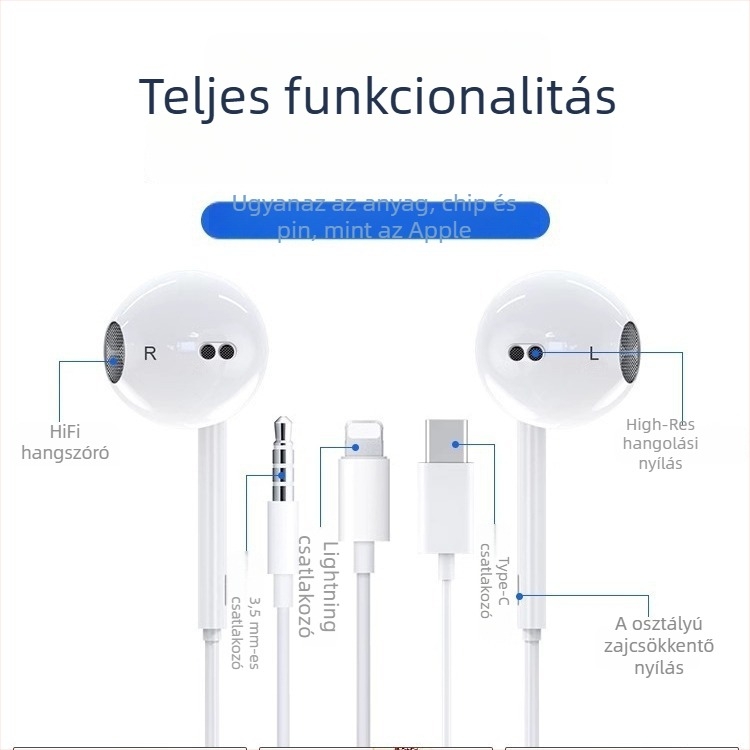 Bone Quality 008 Vezetékes in-ear fülhallgató, 1,2 m kábel, iOS-kompatibilis