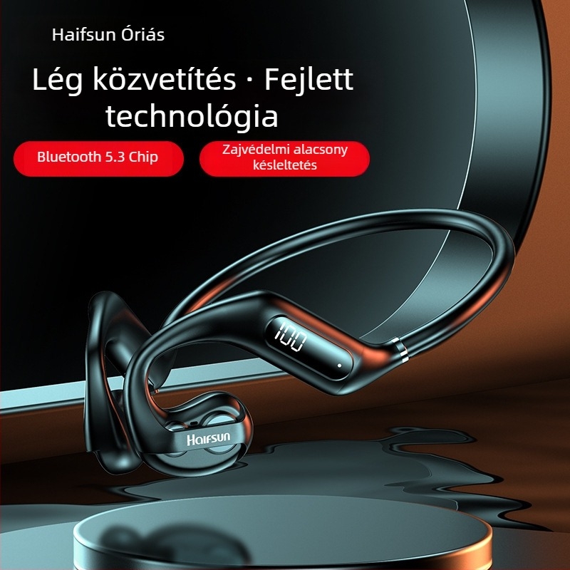 Csontvezetéses Bluetooth headset – sportos fülre akasztott kialakítás, 10 m hatótáv, Bluetooth 5.3, üzemidő több mint 8 óra