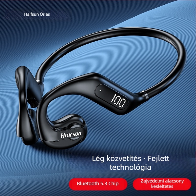 Csontvezetéses Bluetooth headset – sportos fülre akasztott kialakítás, 10 m hatótáv, Bluetooth 5.3, üzemidő több mint 8 óra