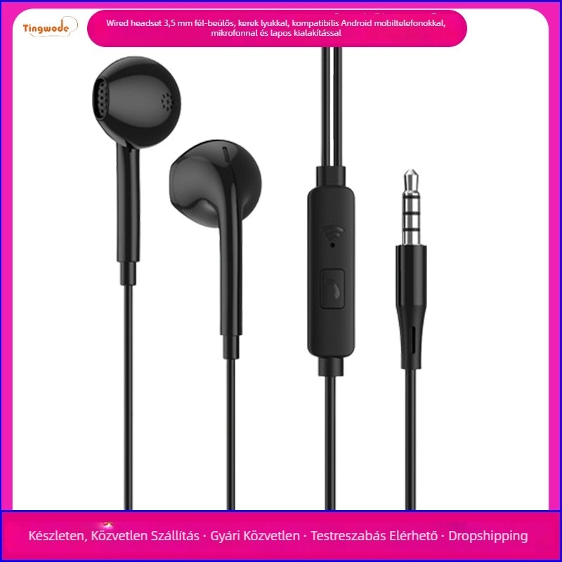 Vezetékes fülhallgató, in-ear kialakítás, 3,5 mm csatlakozó, mikrofon, 1,2 m kábel