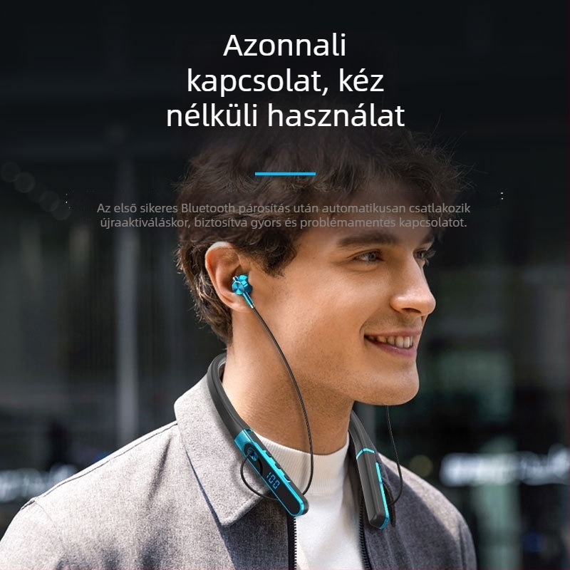 Aaalbl Bluetooth nyakba rögzített fejhallgató karaoke és élő közvetítéshez – Sztereó hangzás, Bluetooth 5.4, 10 m hatótáv, 4–8 óra akkumulátoridő, Digitális kijelző