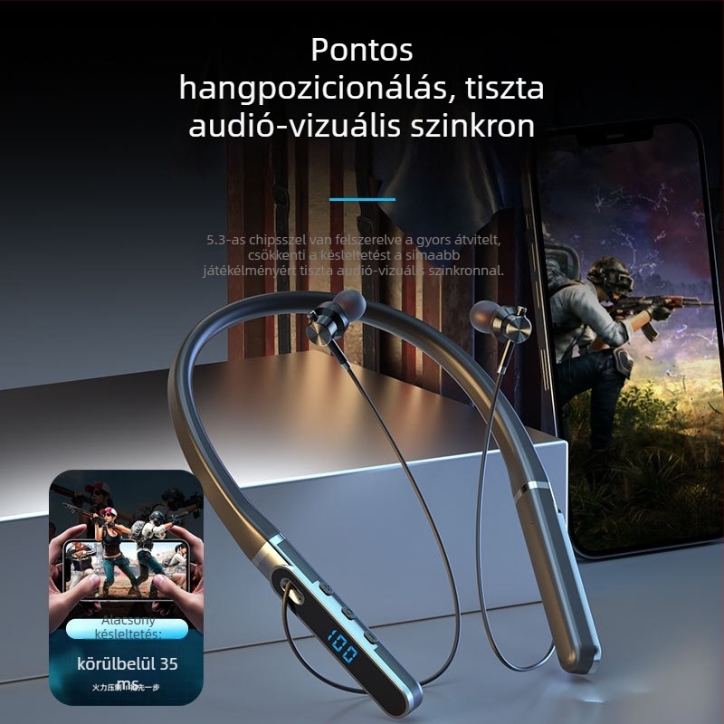 Aaalbl Bluetooth nyakba rögzített fejhallgató karaoke és élő közvetítéshez – Sztereó hangzás, Bluetooth 5.4, 10 m hatótáv, 4–8 óra akkumulátoridő, Digitális kijelző