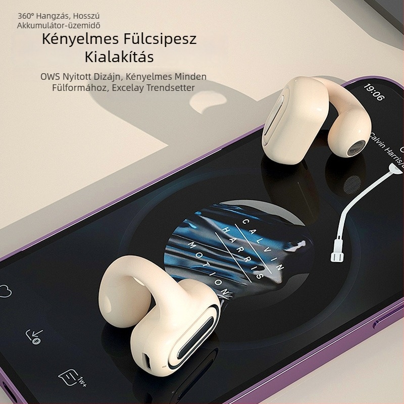 Air7 Bluetooth fülklipsz fejhallgató, nagy akkumulátorral, mono, vezeték nélküli gaming fejhallgató, csontvezetés technológiával