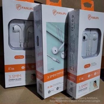 Crystal Box vezetékes in-ear fülhallgató mikrofonnal, sík kábel, dinamikus meghajtó, 1,2 m hosszú, Huawei Android telefonokhoz