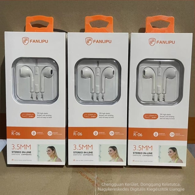 Crystal Box vezetékes in-ear fülhallgató mikrofonnal, sík kábel, dinamikus meghajtó, 1,2 m hosszú, Huawei Android telefonokhoz