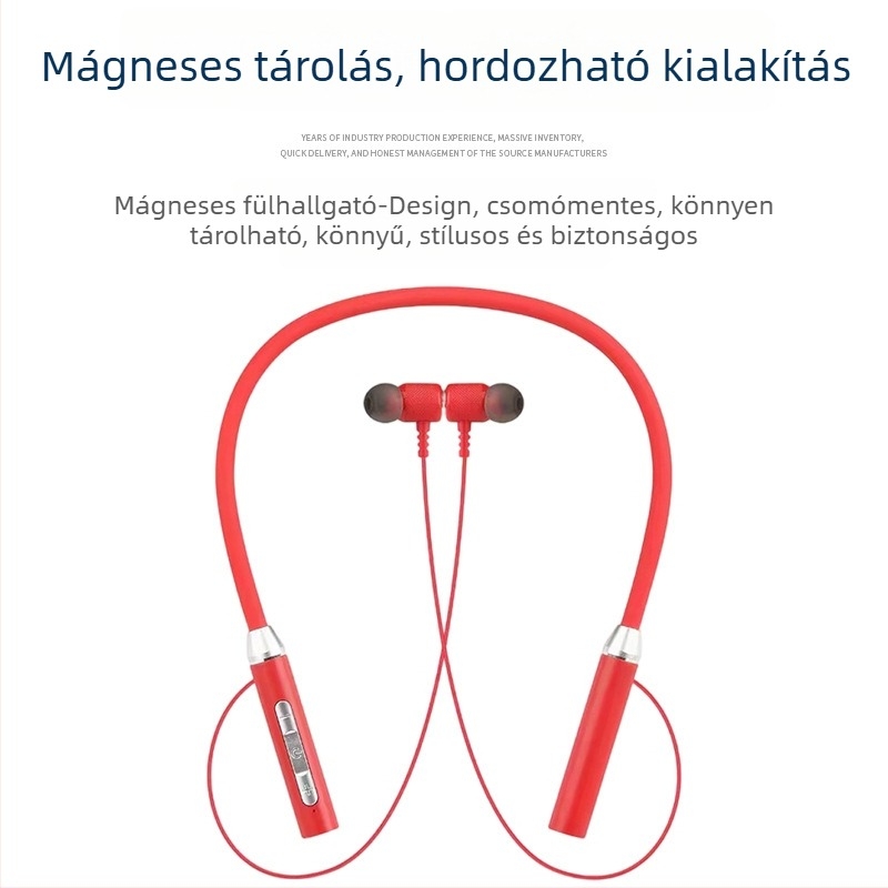 Vezeték nélküli nyakpántos Bluetooth headset sporthoz, IPX7 vízálló, Bluetooth 5.0, NFC, zajcsökkentés, több mint 8 óra üzemidő