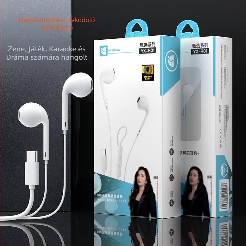 R01 fülhallgató Type-C vezérléssel, érzékenység 120 dB, 100 cm kábel