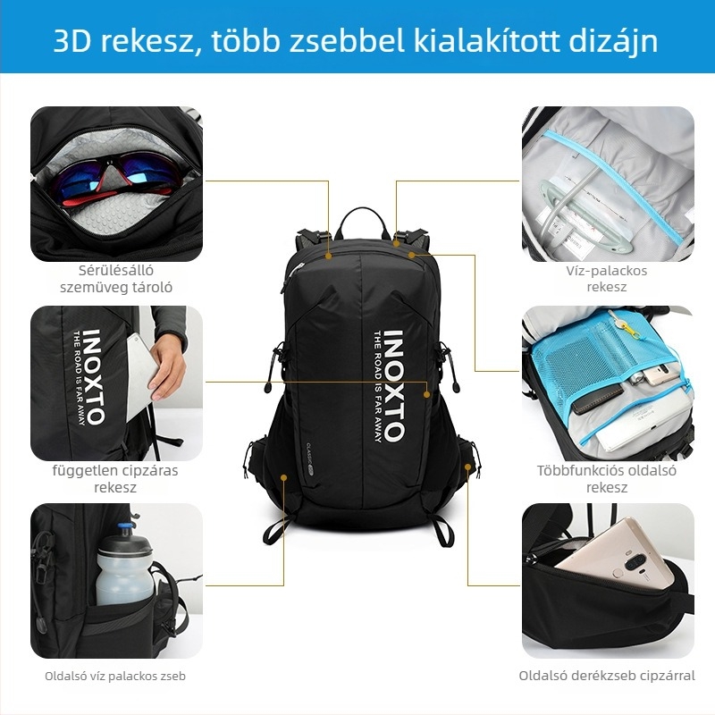 Szabadidős sport hátizsák (uniszex, nylon, vízálló, görbült vállpántok, nagy kapacitás) túrázásra és hegymászásra