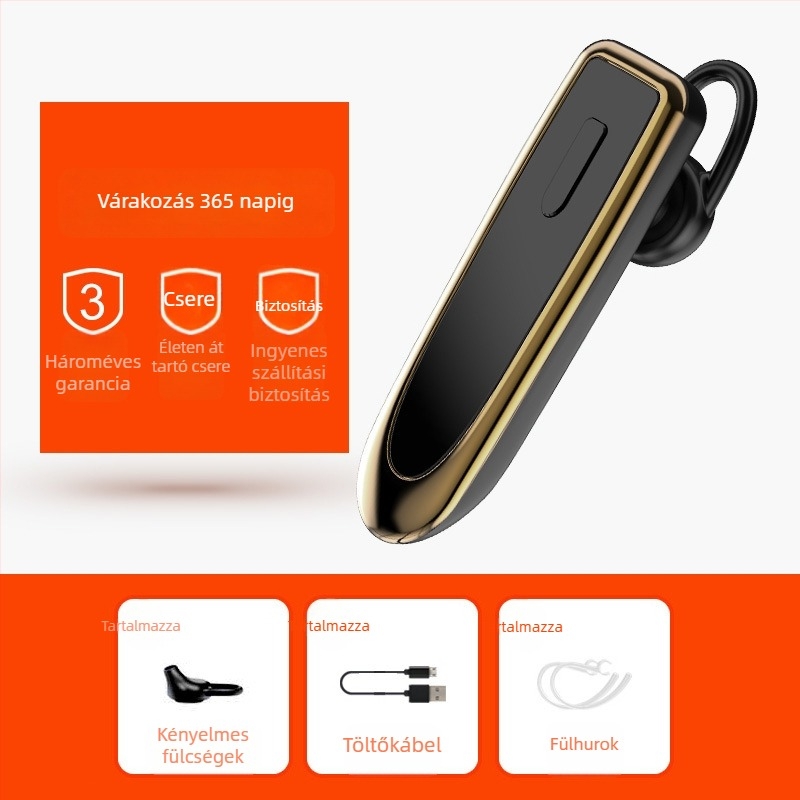 Vezeték nélküli Bluetooth fülhallgató – Bluetooth 5.0, egyoldalas, 15 m hatótáv, többpontú kapcsolódás, akkumulátor állapot kijelző