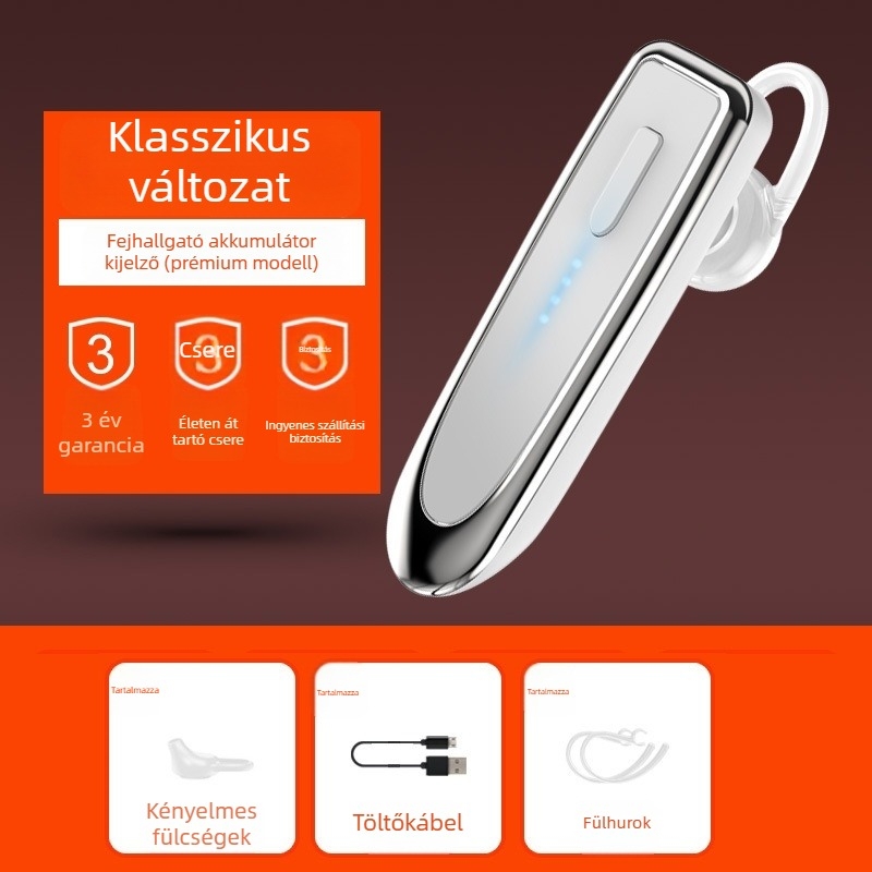 Vezeték nélküli Bluetooth fülhallgató – Bluetooth 5.0, egyoldalas, 15 m hatótáv, többpontú kapcsolódás, akkumulátor állapot kijelző