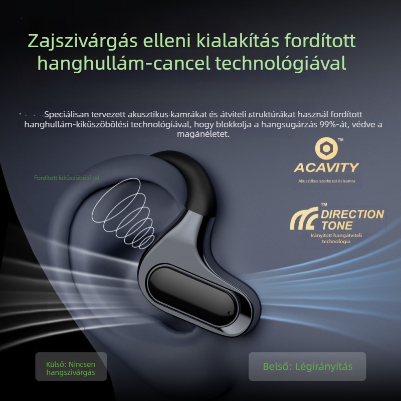 Csontvezetéses fejhallgató nyitott fül dizájnnal, Bluetooth 5.4, 10 m hatótáv, IPX7 vízálló, több mint 8 órás üzemidő