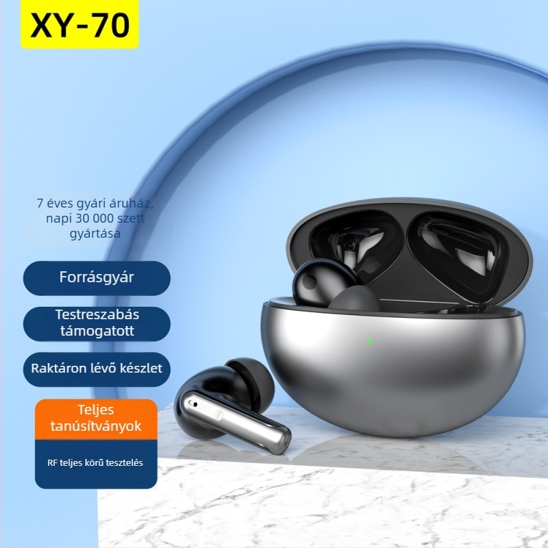 XY70 Bluetooth fülhallgató ANC zajcsökkentéssel, ENC hívásokhoz, in-ear, sporthoz tervezett egyedi modell