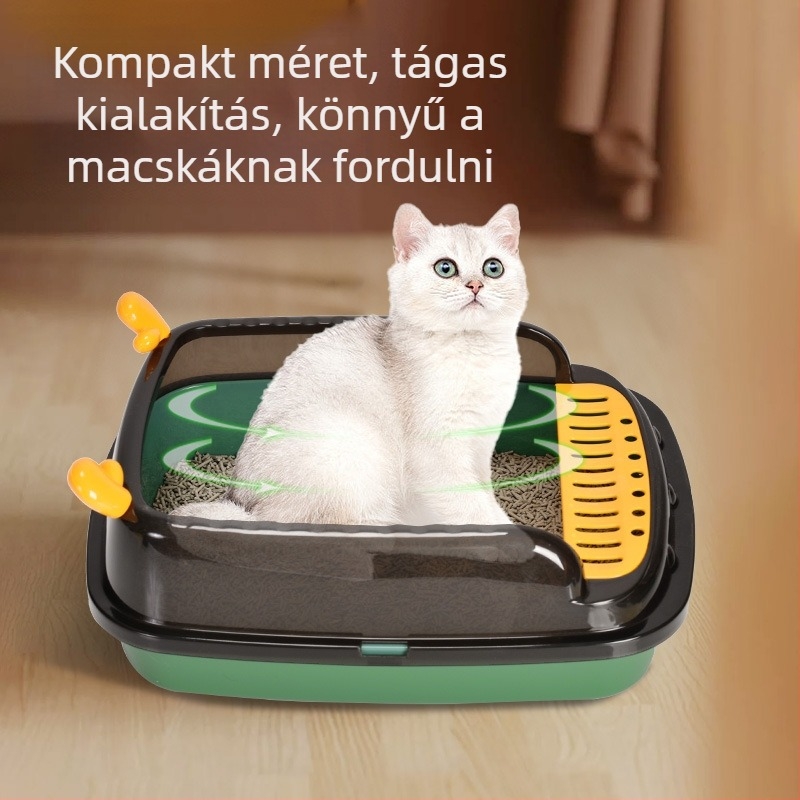 Magas kerítéses macskaalomtál, levehető, félig zárt kivitel, ABS műanyag
