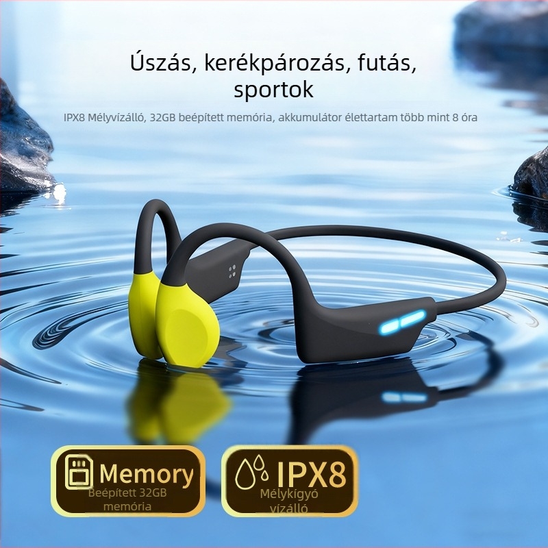 Csontvezetéses Bluetooth sportfülhallgatók, nyakpántos nyitott kivitelben, IP68 vízálló, Bluetooth 6.0, üzemidő több mint 8 óra