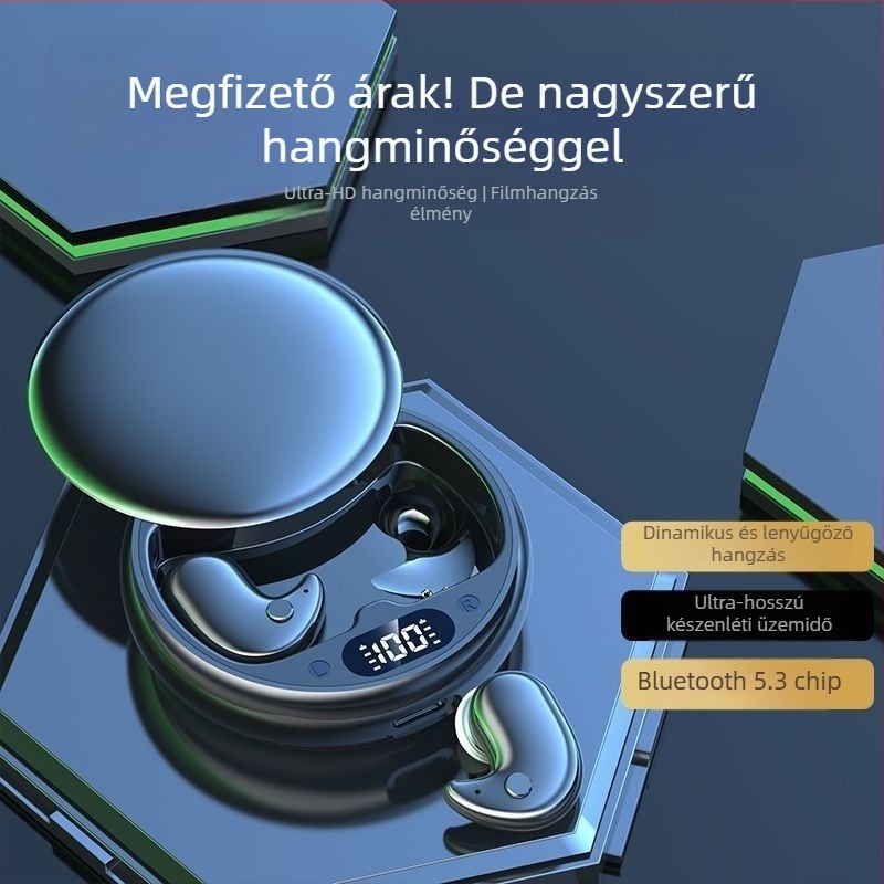 Csontvezetéses vezeték nélküli fülhallgató alváshoz | Bluetooth 5.3, 10 m hatótávolság, IPX7 vízálló, kettős eszközre egyszerre kapcsolható, üzemidő 0-4 óra