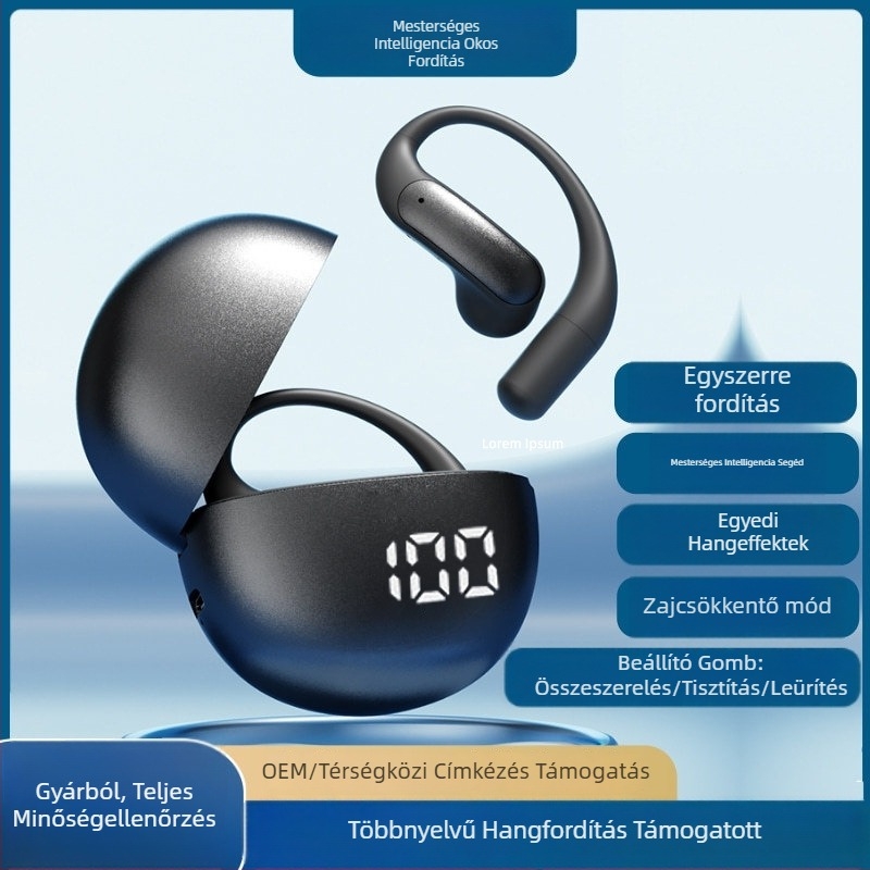 Okos fordító Bluetooth fejhallgató, vezeték nélküli, fülre akasztó kialakítással és zajcsökkentéssel (Bluetooth 5.0; 10 m hatótáv; üzemidő 4-8 óra)