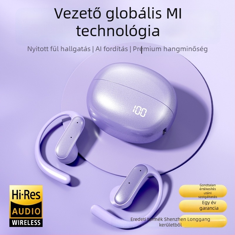 Okos fordító Bluetooth fejhallgató, vezeték nélküli, fülre akasztó kialakítással és zajcsökkentéssel (Bluetooth 5.0; 10 m hatótáv; üzemidő 4-8 óra)