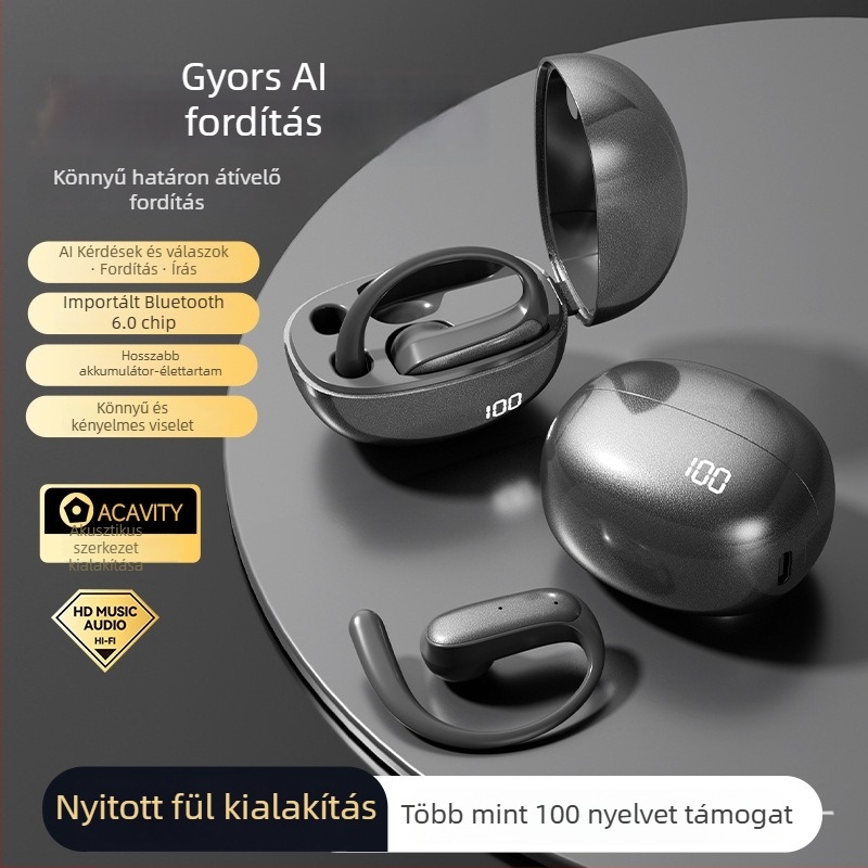 Okos fordító Bluetooth fejhallgató, vezeték nélküli, fülre akasztó kialakítással és zajcsökkentéssel (Bluetooth 5.0; 10 m hatótáv; üzemidő 4-8 óra)