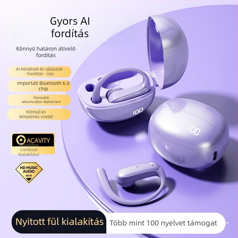 Okos fordító Bluetooth fejhallgató, vezeték nélküli, fülre akasztó kialakítással és zajcsökkentéssel (Bluetooth 5.0; 10 m hatótáv; üzemidő 4-8 óra)