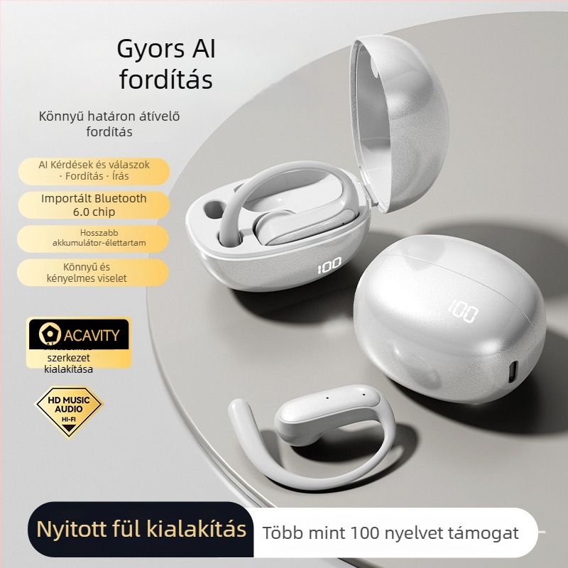 Okos fordító Bluetooth fejhallgató, vezeték nélküli, fülre akasztó kialakítással és zajcsökkentéssel (Bluetooth 5.0; 10 m hatótáv; üzemidő 4-8 óra)