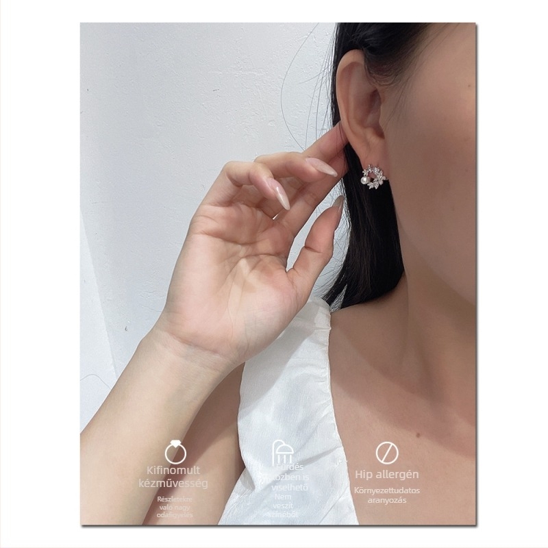 Réz fülbevalók nőknek, geometriai forma, gyémántcsiszolás, pasztorális stílus, szilikon fülcsipeszek