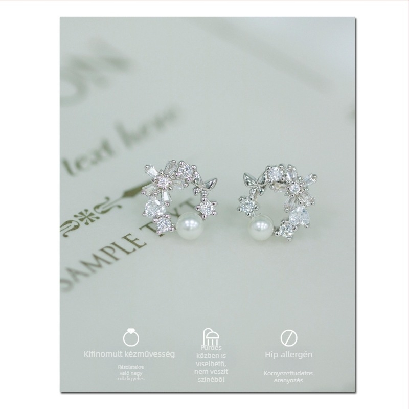 Réz fülbevalók nőknek, geometriai forma, gyémántcsiszolás, pasztorális stílus, szilikon fülcsipeszek