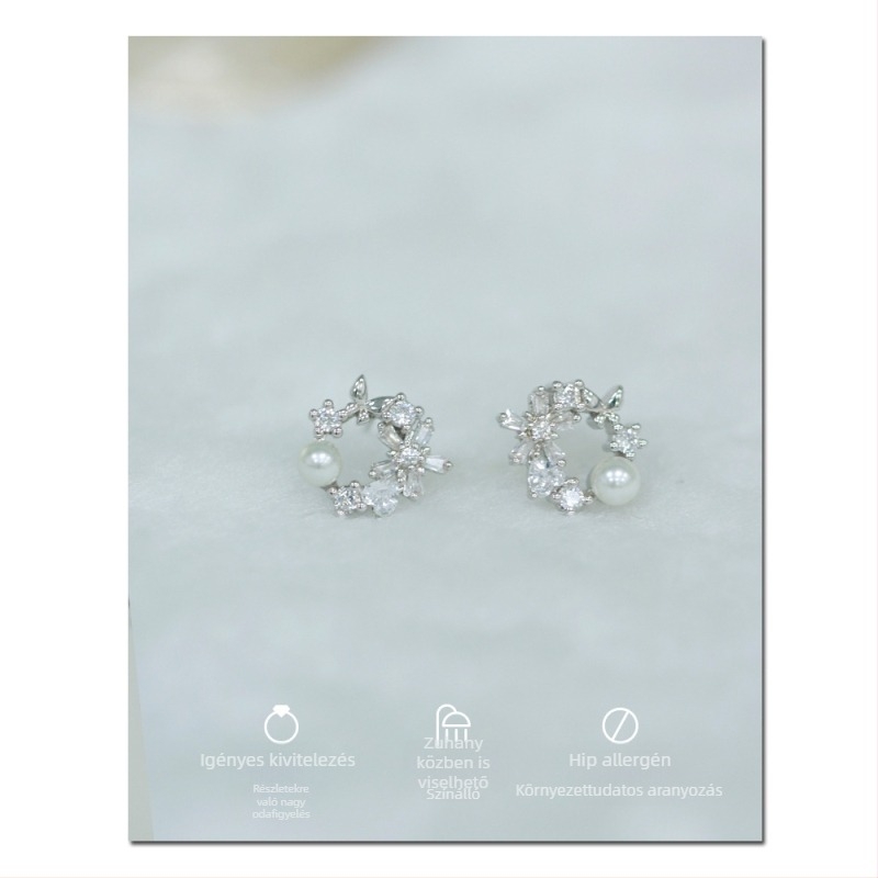 Réz fülbevalók nőknek, geometriai forma, gyémántcsiszolás, pasztorális stílus, szilikon fülcsipeszek