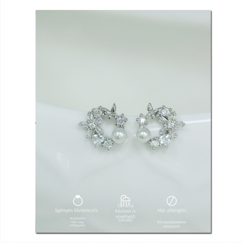 Réz fülbevalók nőknek, geometriai forma, gyémántcsiszolás, pasztorális stílus, szilikon fülcsipeszek