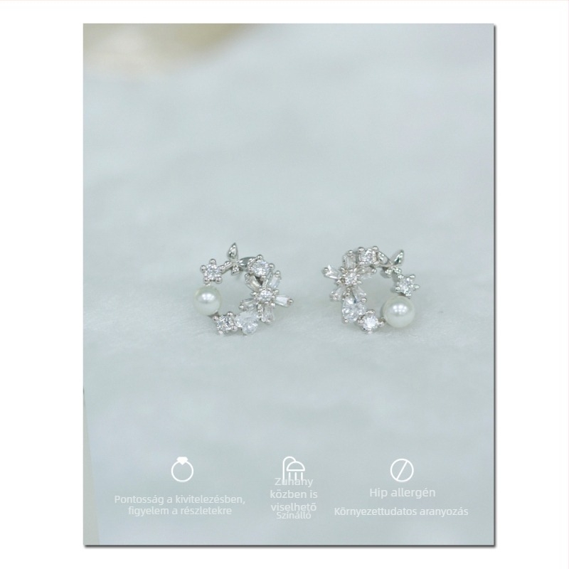 Réz fülbevalók nőknek, geometriai forma, gyémántcsiszolás, pasztorális stílus, szilikon fülcsipeszek