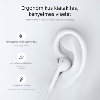 Vezetékes in-ear fülhallgató mikrofonnal, 3,5 mm egyenes csatlakozó, kompatibilis Huawei/Oppo/Xiaomi/Vivo