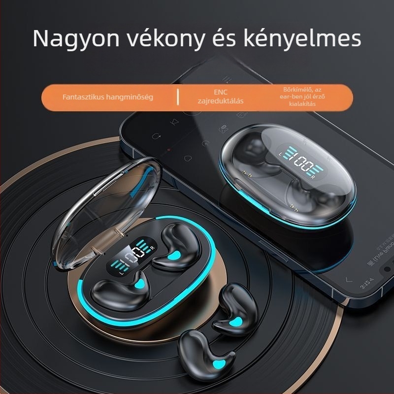 X55 Bluetooth fülhallgató HD digitális kijelzővel, Bluetooth 5.3, 4–8 óra üzemidő, IPX5 vízálló, hatótávolság 15 m