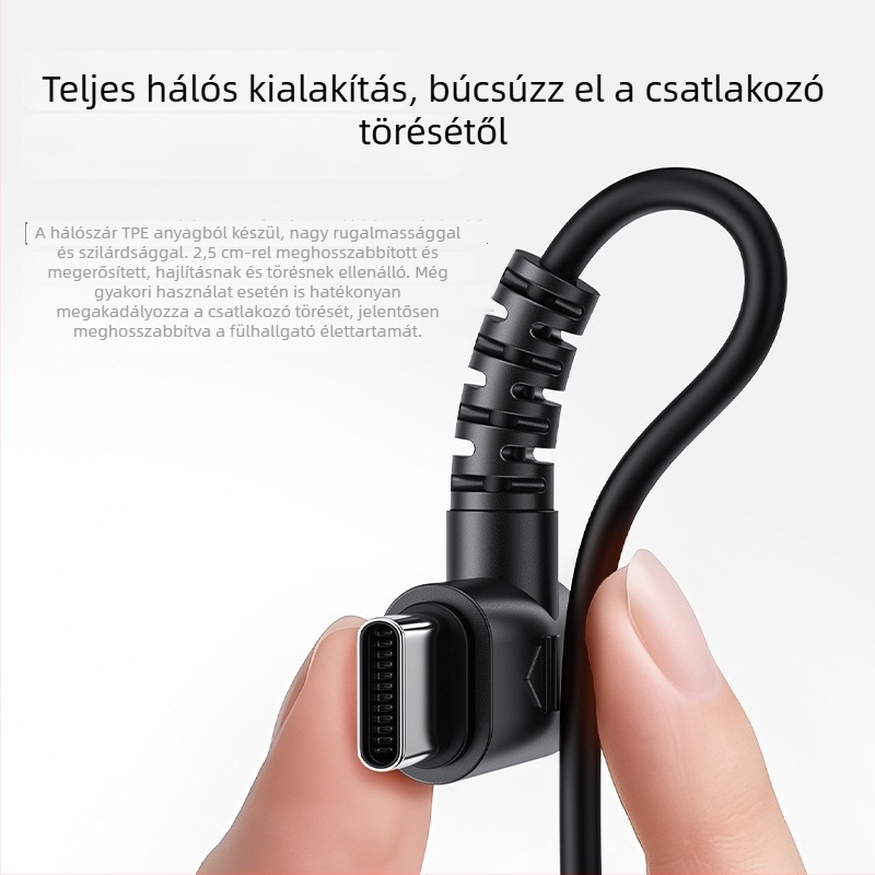 KG17 Vezetékes fülhallgató Type-C/3,5 mm kettős csatlakozóval, L‑alakú dugó, 10 mm hangszóró, 20–20000 Hz frekvenciatartomány, 1,5 m kábel