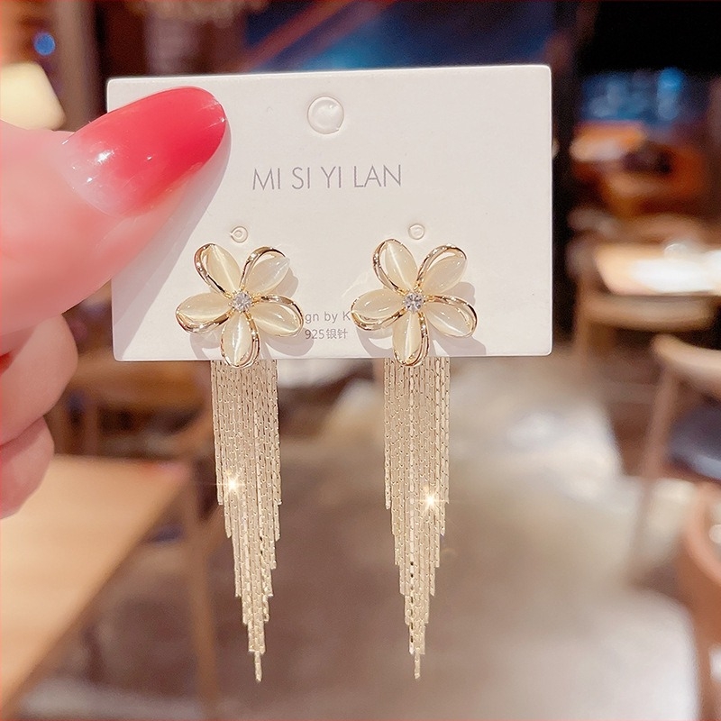 Haige fülbevalók – növényi virággal díszített design, ötvözet, elektroplattált, japán-koreai stílus