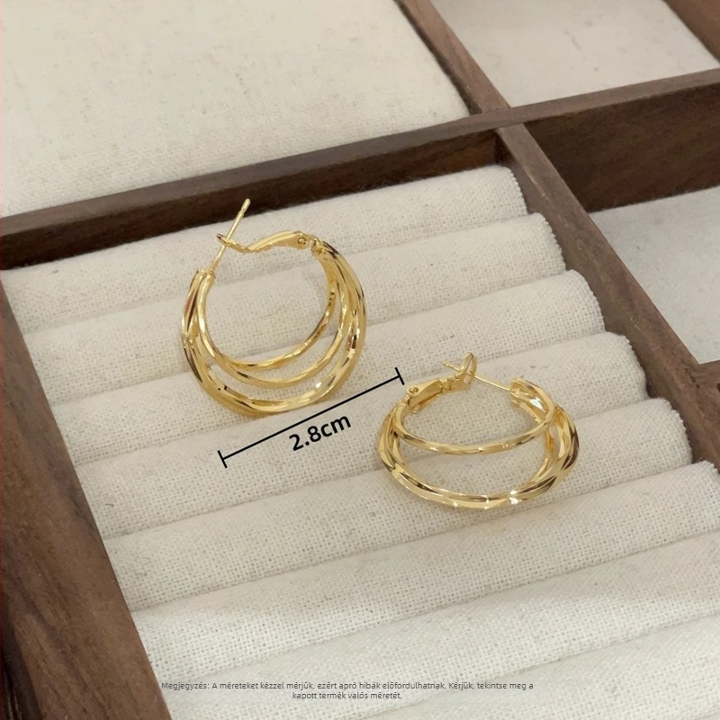 Fülbevalók • Geometriai, szabálytalan, többrétegű fém dizájn • Fém • Elektroplakálás • Könnyed luxus stílus • Nőknek