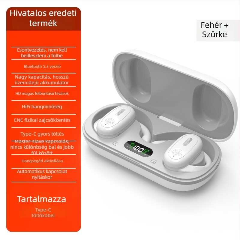 Vezeték nélküli fül-akasztós Bluetooth headset, sztereó hang, IPX3 vízálló, 4–8 órás akkumulátor-élettartam, Bluetooth 5.49
