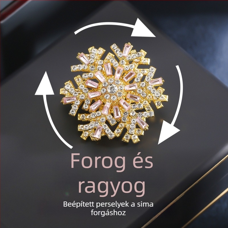 Hópehely kitűző ötvözetből, elektroplakált, 2025 tavasz, díszítő és multifunkcionális