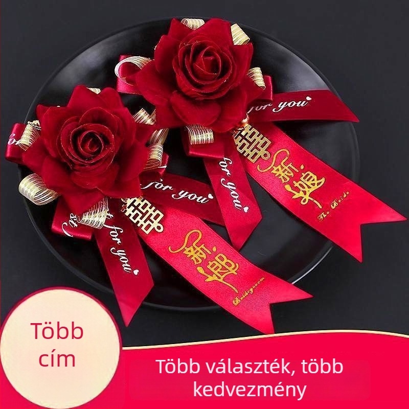 Menyasszony és vőlegény corsage készlet, modern minimalist páros stílus, geometriai forma, márka Unique, 2022 tél