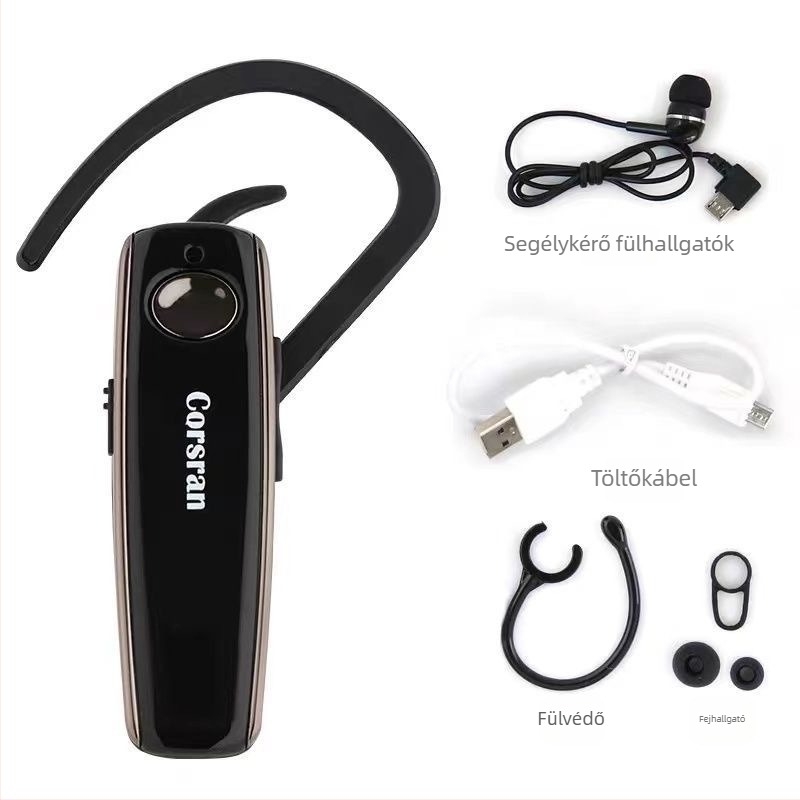 Bluetooth fülhallgató K500 — Bluetooth 5.0, kettős mikrofonos zajcsökkentés 5.0, 10 m hatótáv, akkumulátor-üzemidő >8 óra, fülre helyezett használat